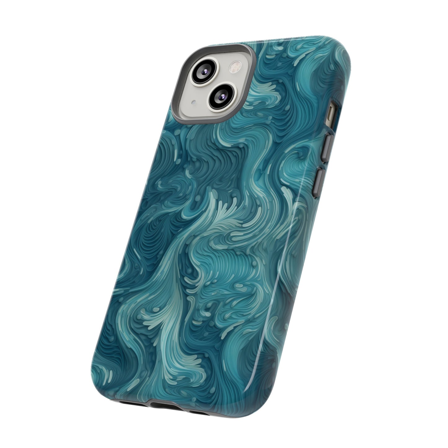 Azure Depths: Layered Blue Topographic Design Tough Phone Case