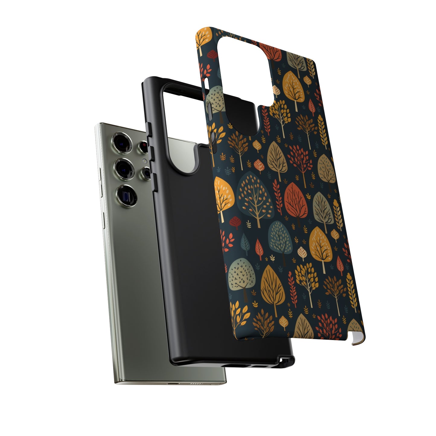 Mid-Century Mosaic: Dappled Leaves and Folk Imagery - Tough Phone Case