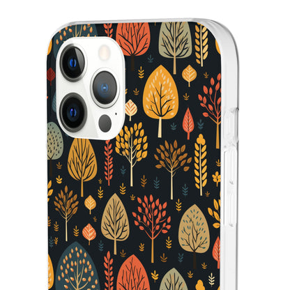 Mid-Century Mosaic: Dappled Leaves and Folk Imagery - Flexible Phone Case