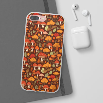 Autumn Spore Wonderland: Enchanting Mushroom and Leaf Designs - Flexible Phone Case