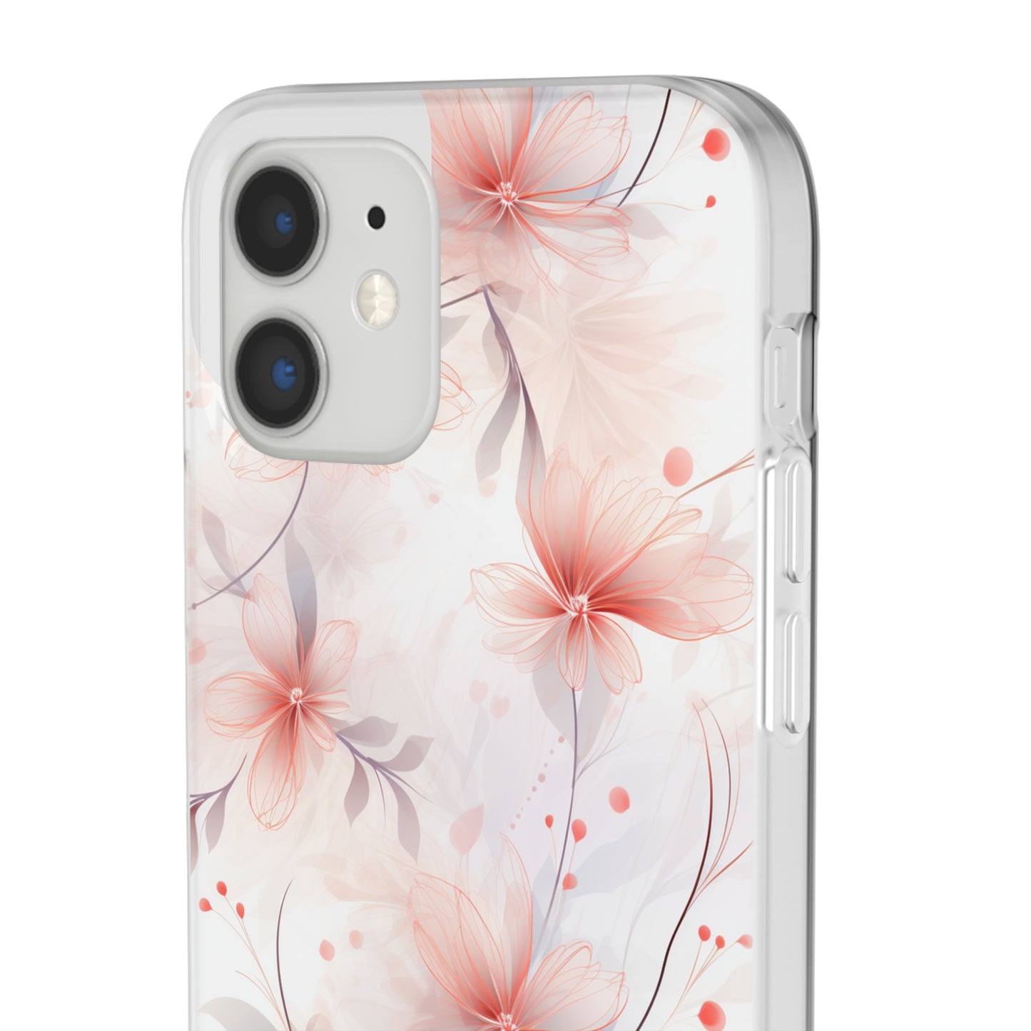 Whispering Petals: Subtle Grey & Pastel Red Gradient Phone Case