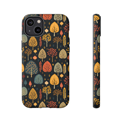 Mid-Century Mosaic: Dappled Leaves and Folk Imagery - Tough Phone Case