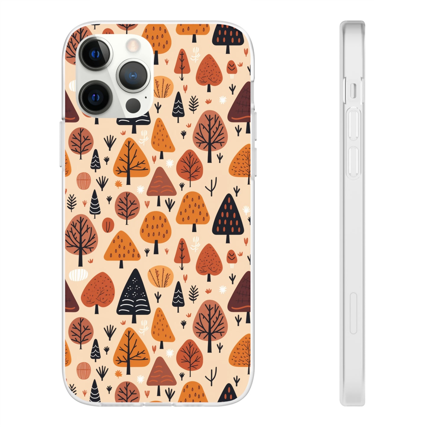 Terracotta Tree Tapestry: A Playful Autumn Mosaic - Flexible Phone Case