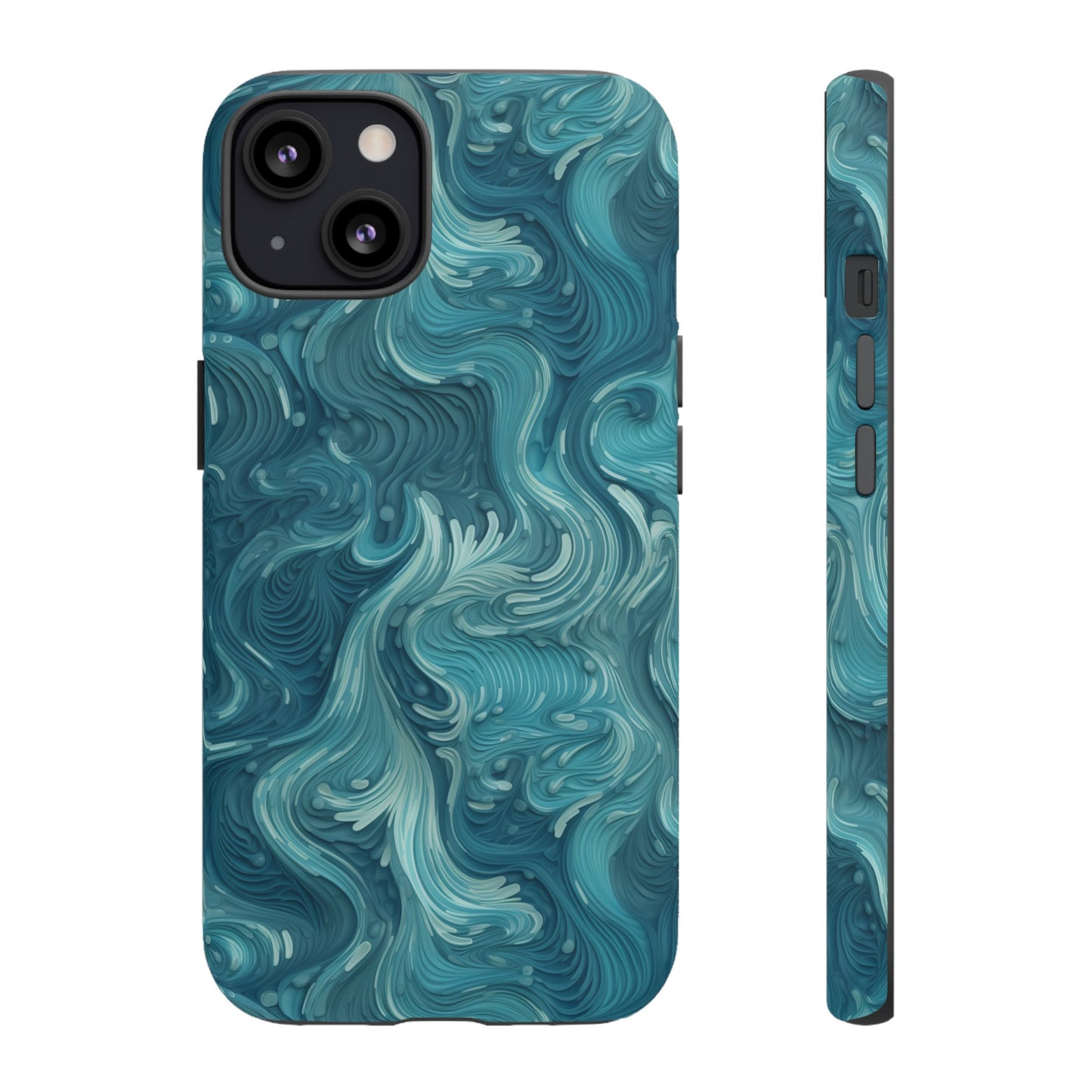 Azure Depths: Layered Blue Topographic Design Tough Phone Case