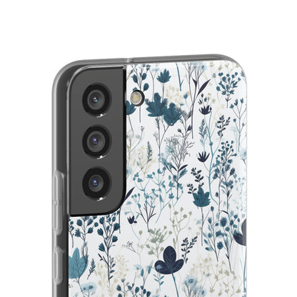 Serene Blue Wildflower Phone Case - Elegant White Background Design - Spring Collection - Flexi Cases Phone Case Pattern Symphony   