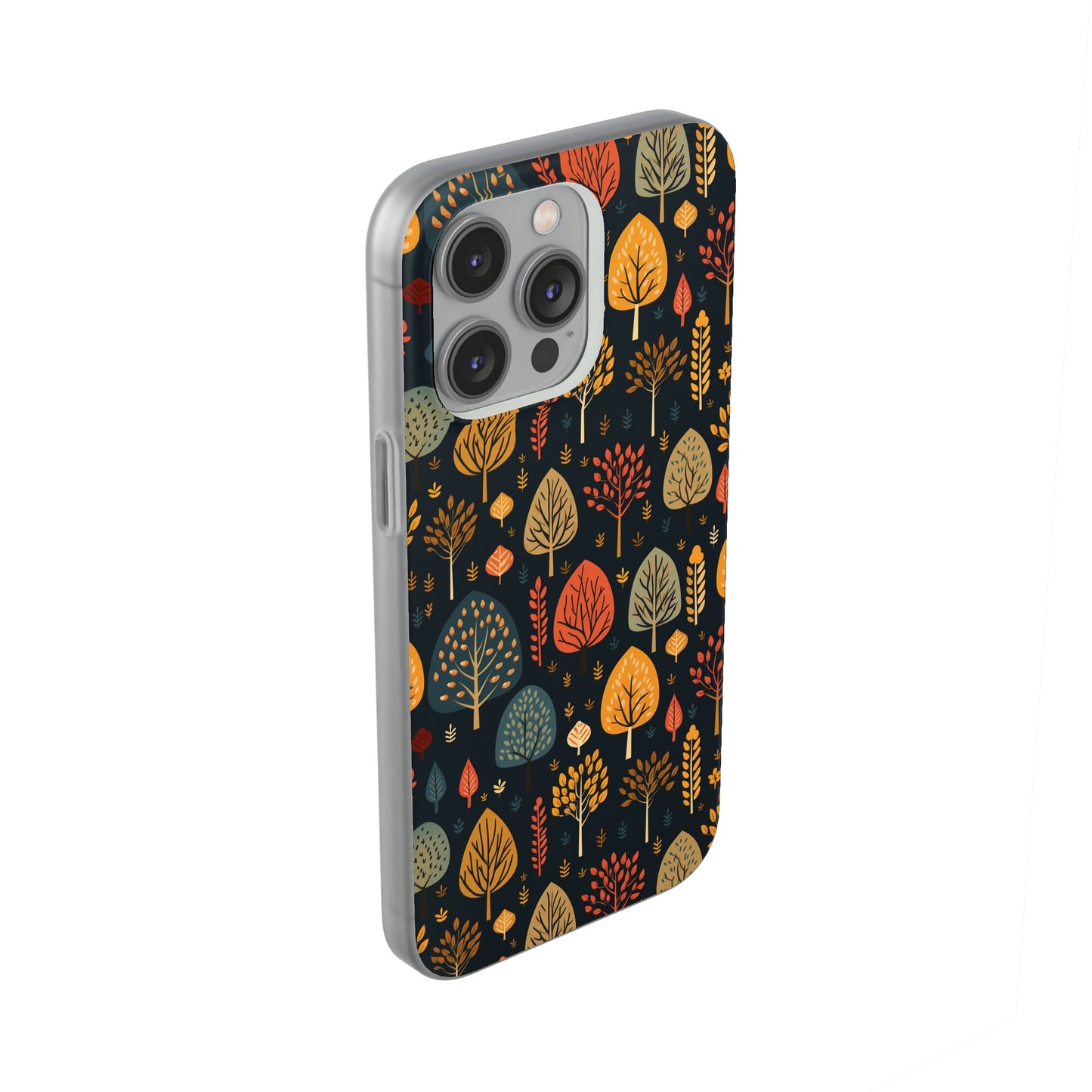 Mid-Century Mosaic: Dappled Leaves and Folk Imagery - Flexible Phone Case