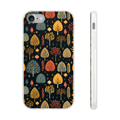 Mid-Century Mosaic: Dappled Leaves and Folk Imagery - Flexible Phone Case