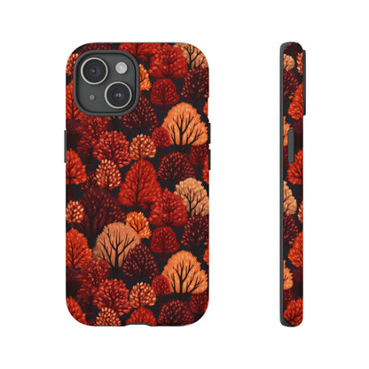 Crimson Forest: Autumn Trees in Vibrant Detail - Tough Phone Case