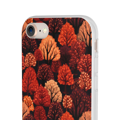 Crimson Forest: Autumn Trees in Vibrant Detail - Flexible Phone Case