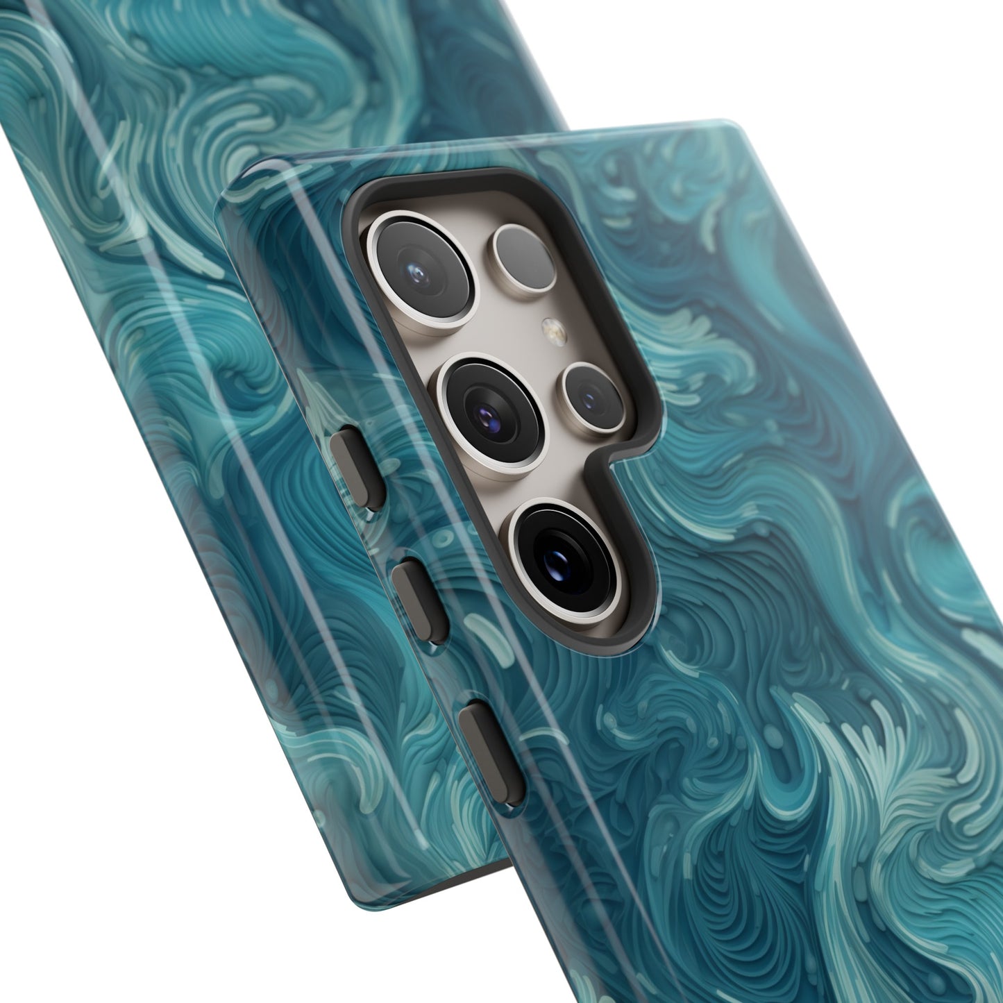 Azure Depths: Layered Blue Topographic Design Tough Phone Case