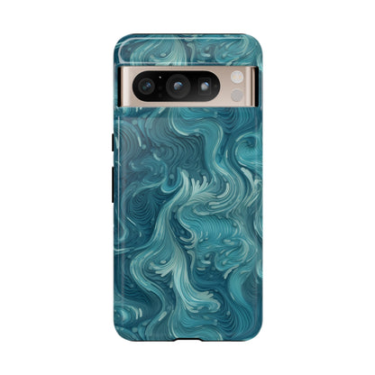 Azure Depths: Layered Blue Topographic Design Tough Phone Case