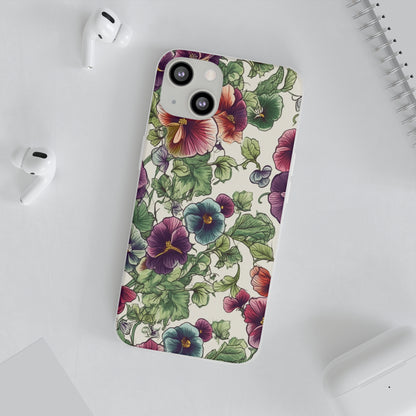 Watercolour Pansy Phone Case - Delicate Floral Elegance - Spring Collection - Flexi Cases Phone Case Pattern Symphony iPhone 13 with gift packaging  