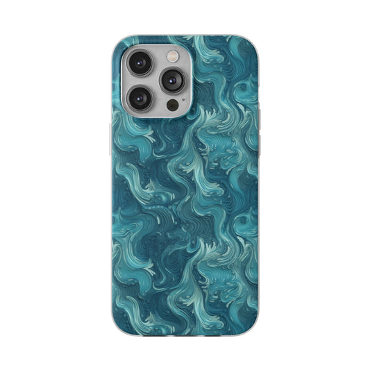 Azure Depths - Layered Blue Topographic Design Phone Case - Flexi Cases Phone Case Pattern Symphony   