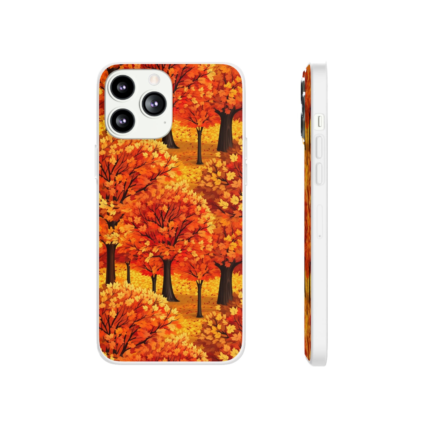 Impasto-Style Woodlands: High-Contrast Autumn Foliage - Flexible Phone Case