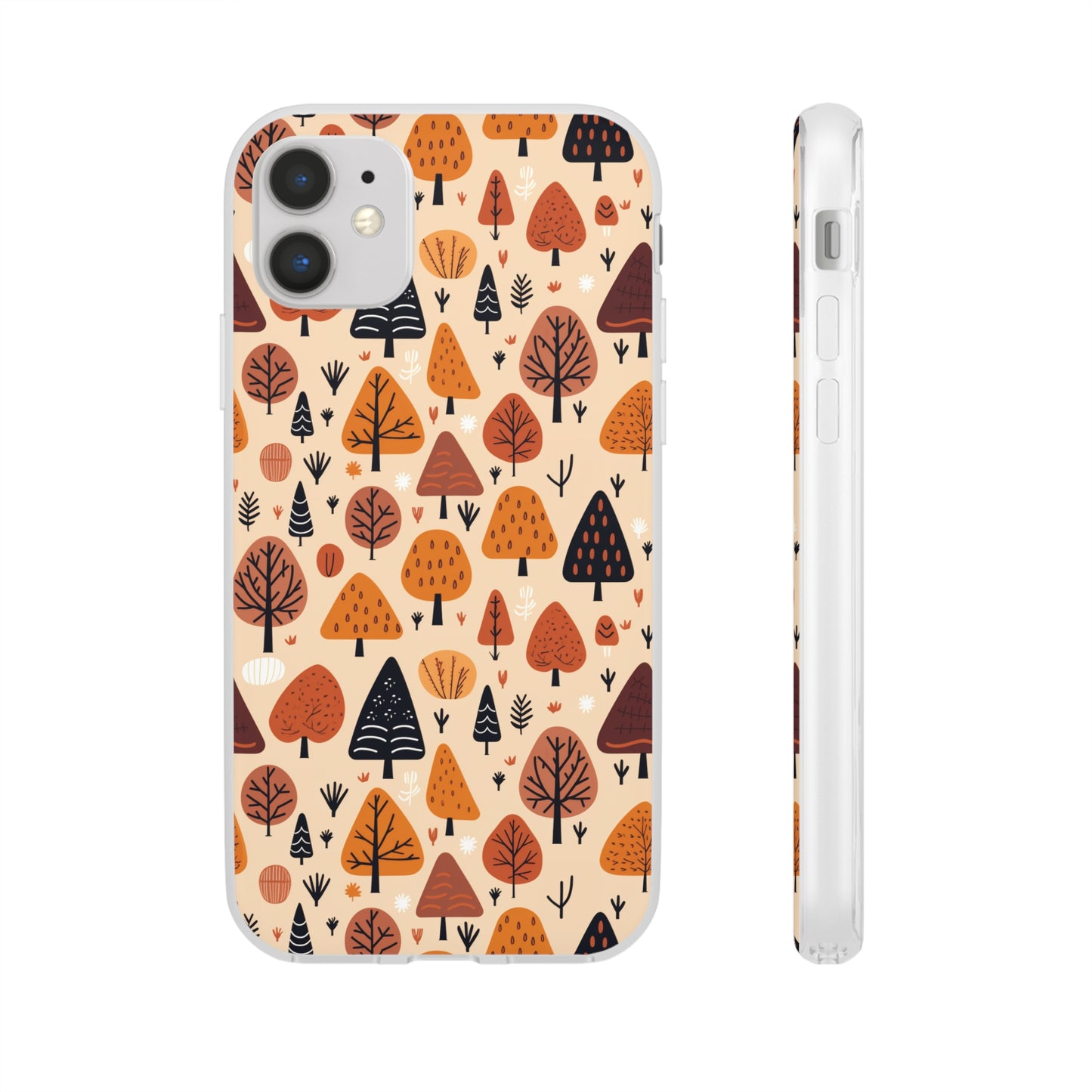 Terracotta Tree Tapestry: A Playful Autumn Mosaic - Flexible Phone Case