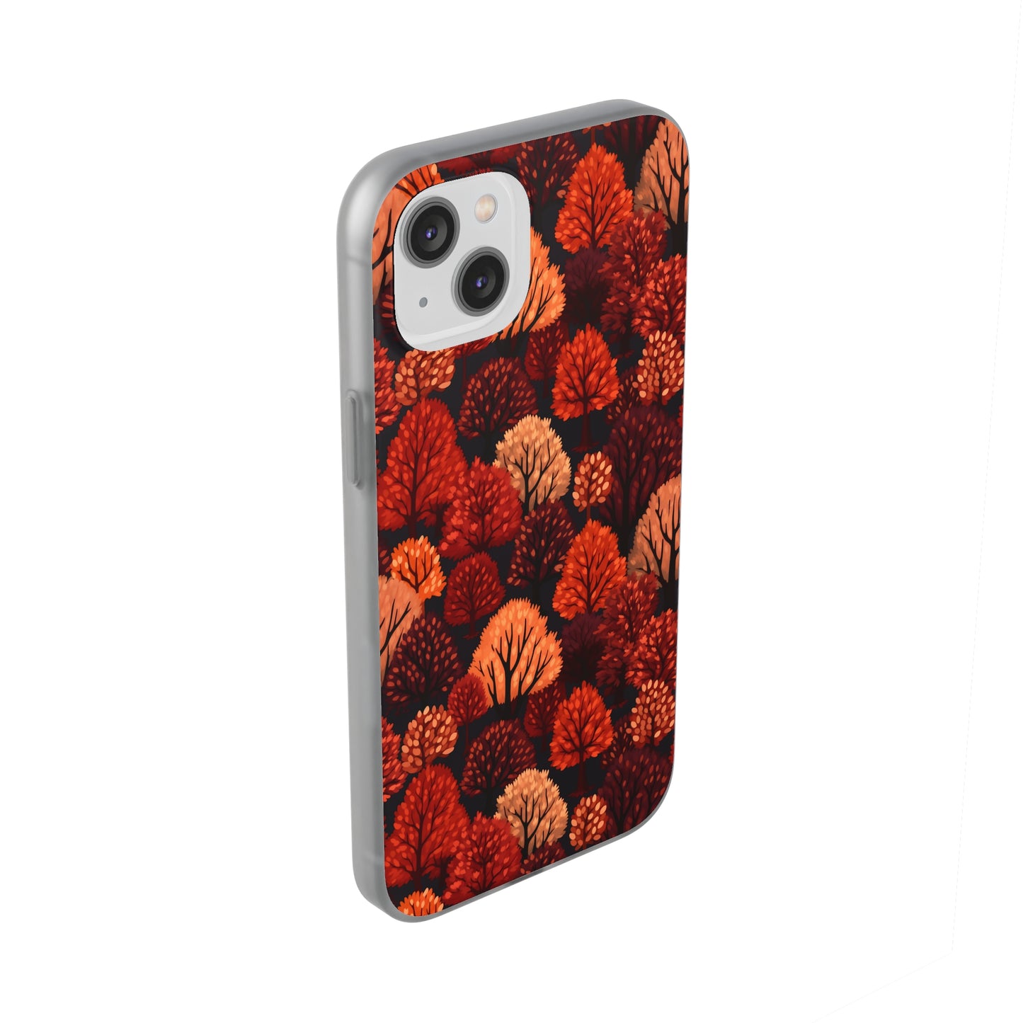 Crimson Forest: Autumn Trees in Vibrant Detail - Flexible Phone Case