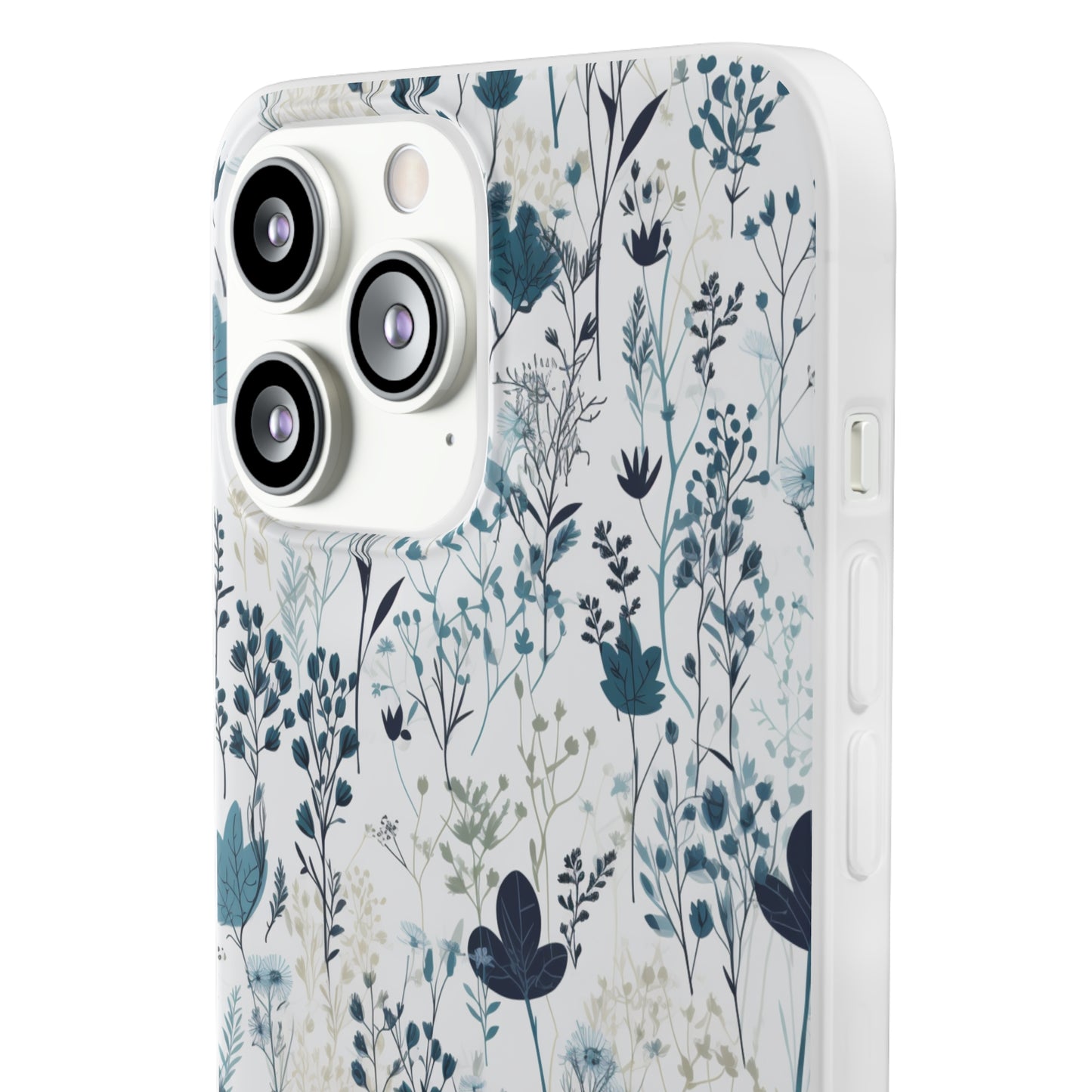 Serene Blue Wildflower Phone Case - Elegant White Background Design - Spring Collection - Flexi Cases Phone Case Pattern Symphony   