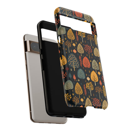 Mid-Century Mosaic: Dappled Leaves and Folk Imagery - Tough Phone Case