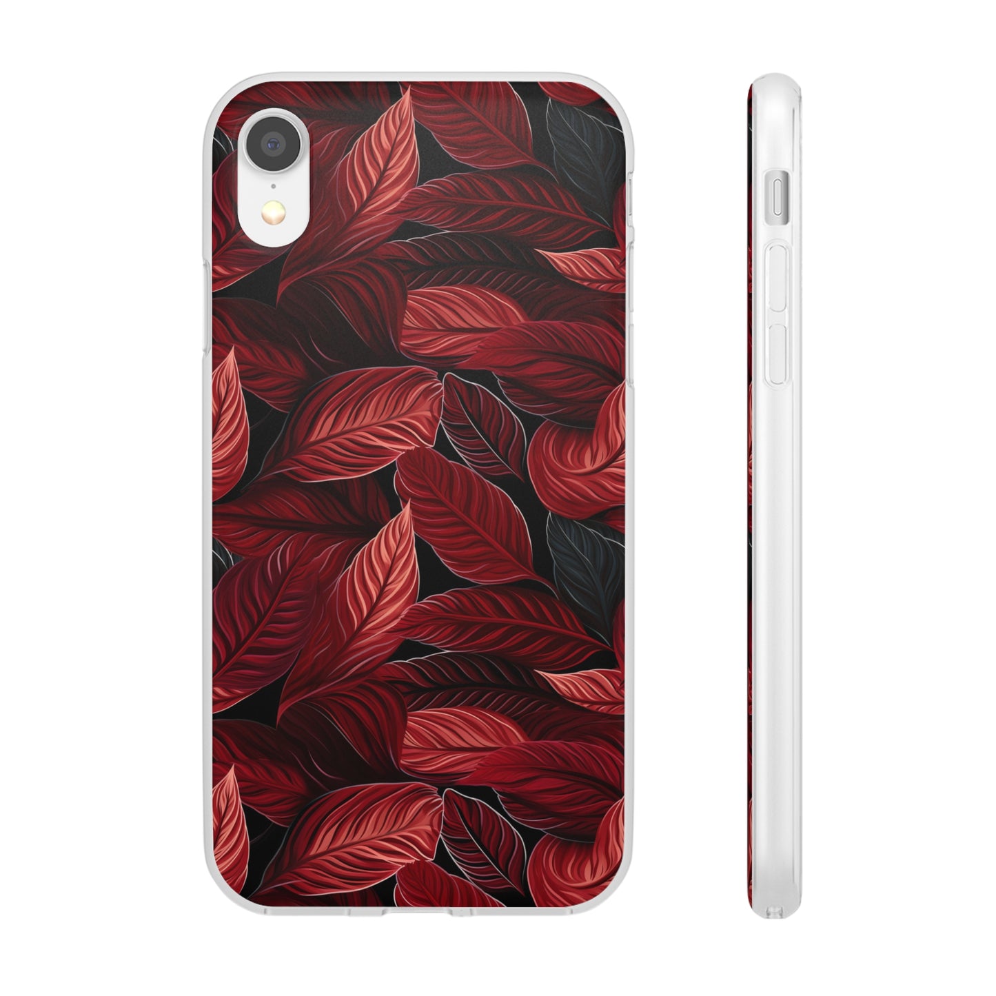 Scarlet Whispers: Lush Autumn Colours in Botanical Bliss - Flexible Phone Case