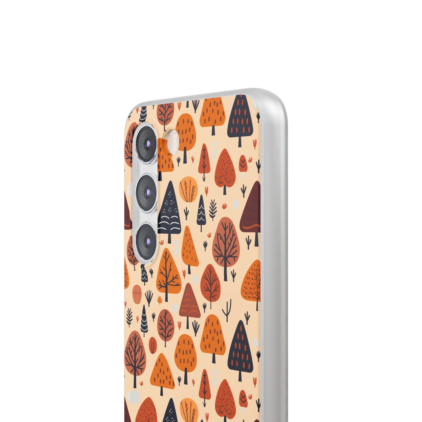 Terracotta Tree Tapestry: A Playful Autumn Mosaic - Flexible Phone Case