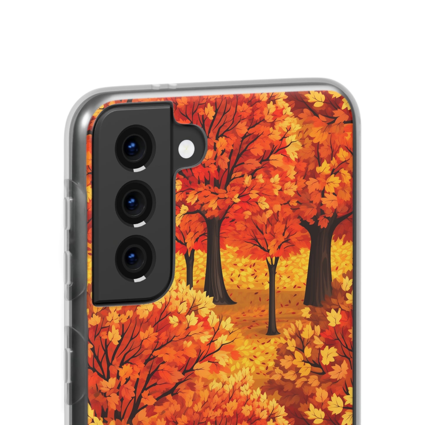 Impasto-Style Woodlands: High-Contrast Autumn Foliage - Flexible Phone Case