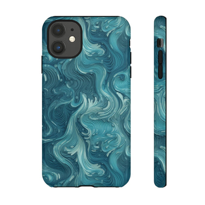 Azure Depths: Layered Blue Topographic Design Tough Phone Case