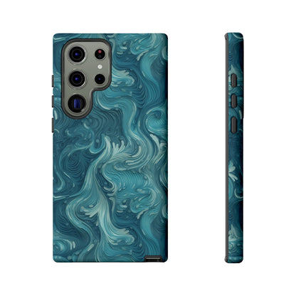 Azure Depths: Layered Blue Topographic Design Tough Phone Case