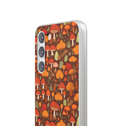 Autumn Spore Wonderland: Enchanting Mushroom and Leaf Designs - Flexible Phone Case