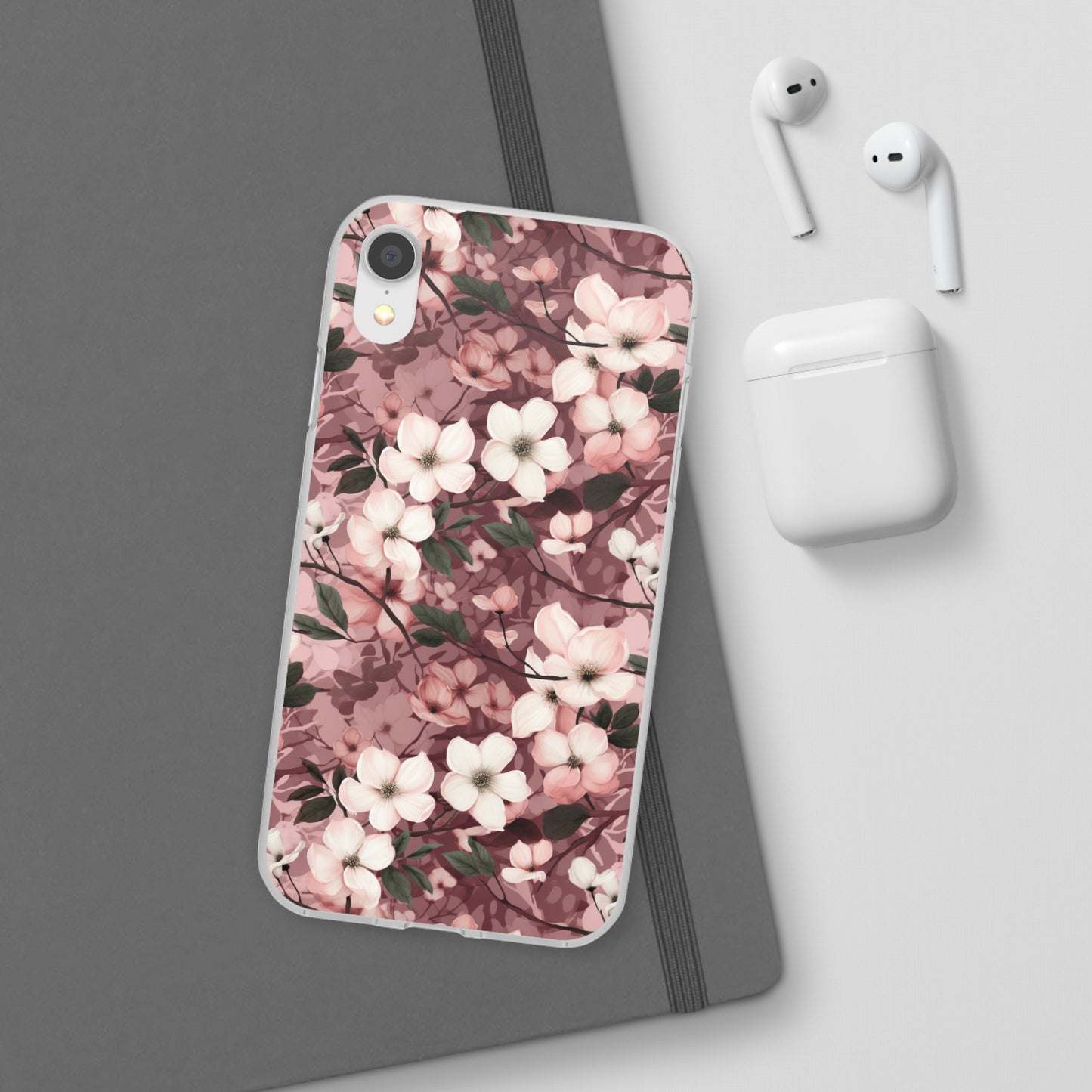 Sparse Dogwood Blossom Phone Case - Elegant Floral Design for Your Smartphone - Flexi Cases Phone Case Pattern Symphony iPhone XR with gift packaging  