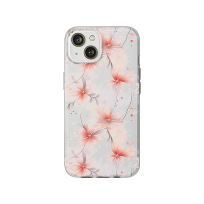 Whispering Petals: Subtle Grey & Pastel Red Gradient Phone Case