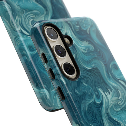 Azure Depths: Layered Blue Topographic Design Tough Phone Case