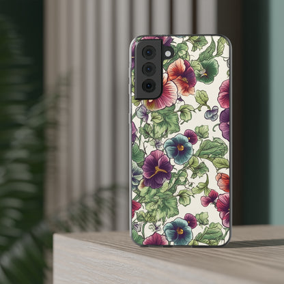 Watercolour Pansy Phone Case - Delicate Floral Elegance - Spring Collection - Flexi Cases Phone Case Pattern Symphony Samsung Galaxy S21 Plus with gift packaging  