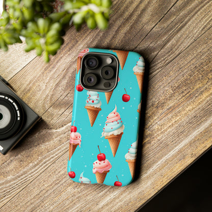 Sundae Funday - Ice Cream Cone Pattern Phone Case - iPhone & Samsung Compatible Phone Case Pattern Symphony iPhone 15 Pro Glossy 