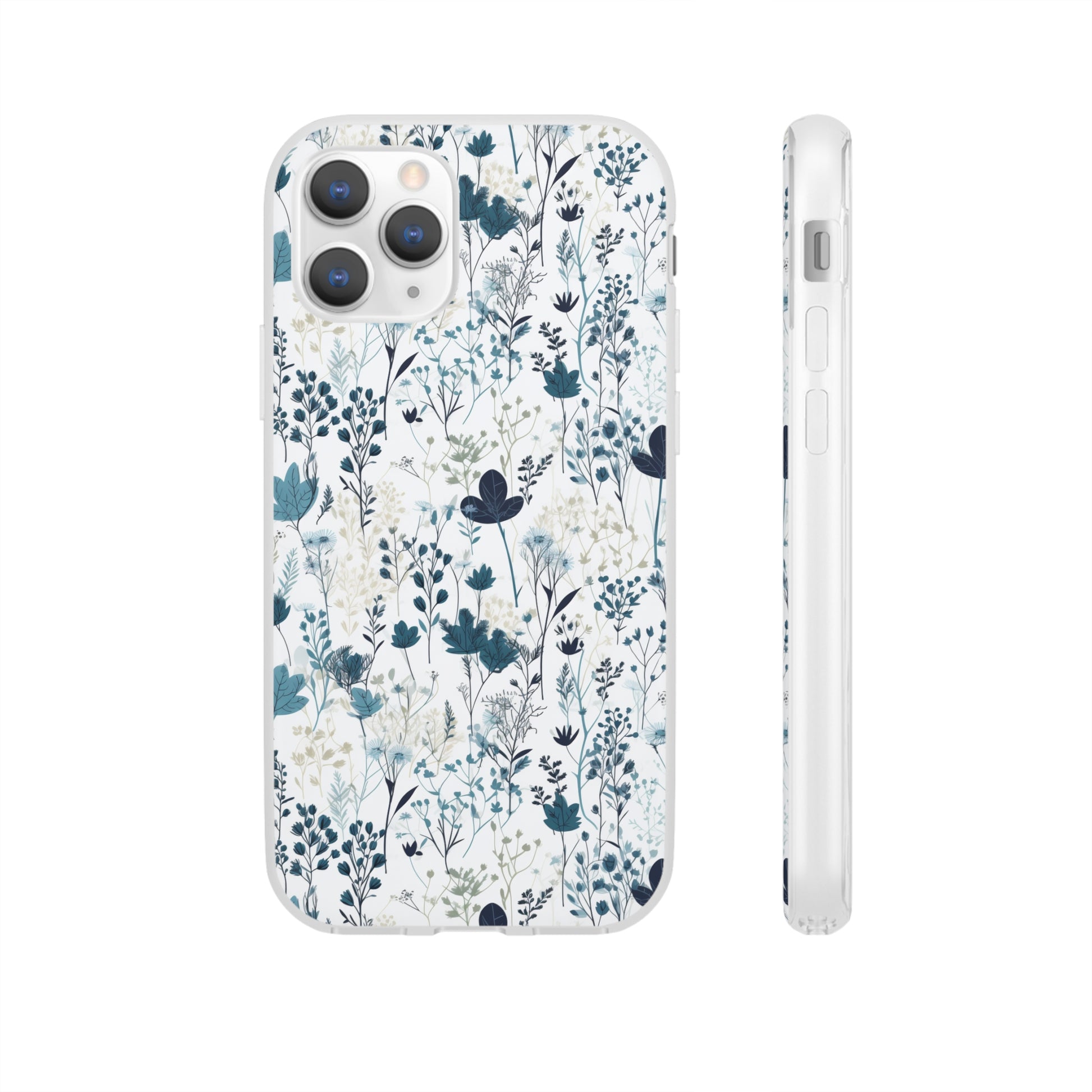 Serene Blue Wildflower Phone Case - Elegant White Background Design - Spring Collection - Flexi Cases Phone Case Pattern Symphony   