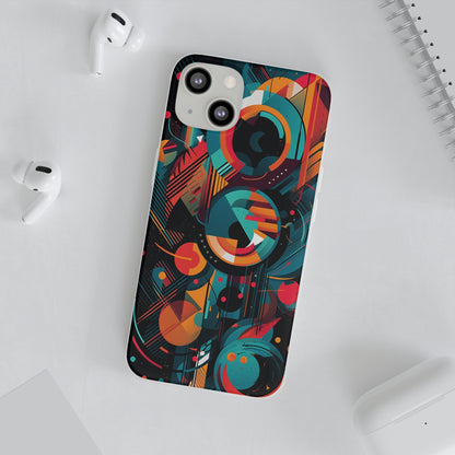 Vibrant Geometric Fusion Phone Case - Bold Squares & Circles Design - Flexi Cases Phone Case Pattern Symphony iPhone 13  