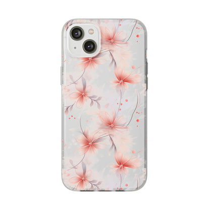 Whispering Petals: Subtle Grey & Pastel Red Gradient Phone Case