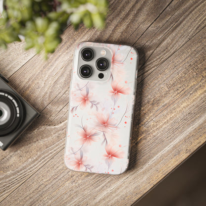 Whispering Petals: Subtle Grey & Pastel Red Gradient Phone Case