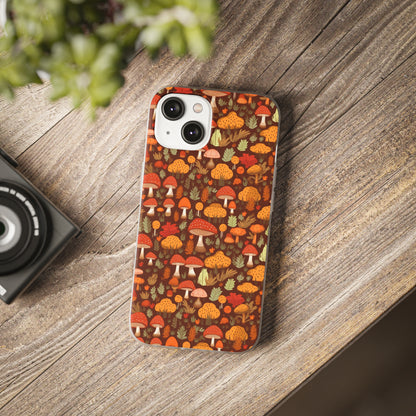 Autumn Spore Wonderland: Enchanting Mushroom and Leaf Designs - Flexible Phone Case