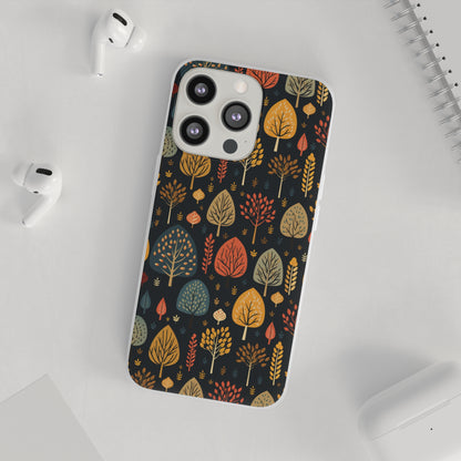 Mid-Century Mosaic: Dappled Leaves and Folk Imagery - Flexible Phone Case