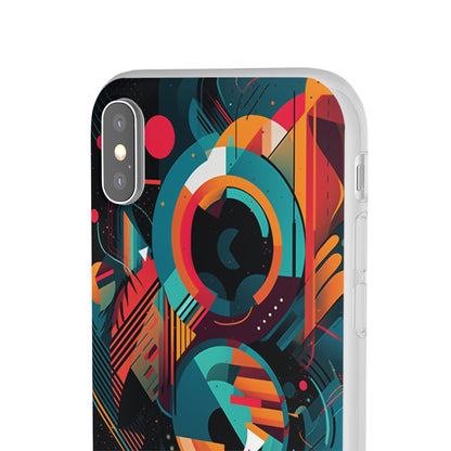 Vibrant Geometric Fusion Phone Case - Bold Squares & Circles Design - Flexi Cases Phone Case Pattern Symphony   