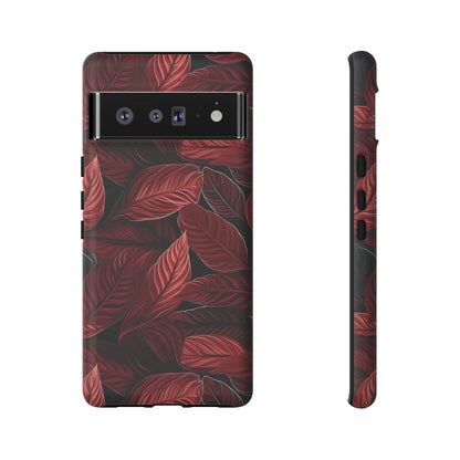 Scarlet Whispers: Lush Autumn Colours in Botanical Bliss - Tough Phone Case