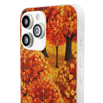 Impasto-Style Woodlands: High-Contrast Autumn Foliage - Flexible Phone Case