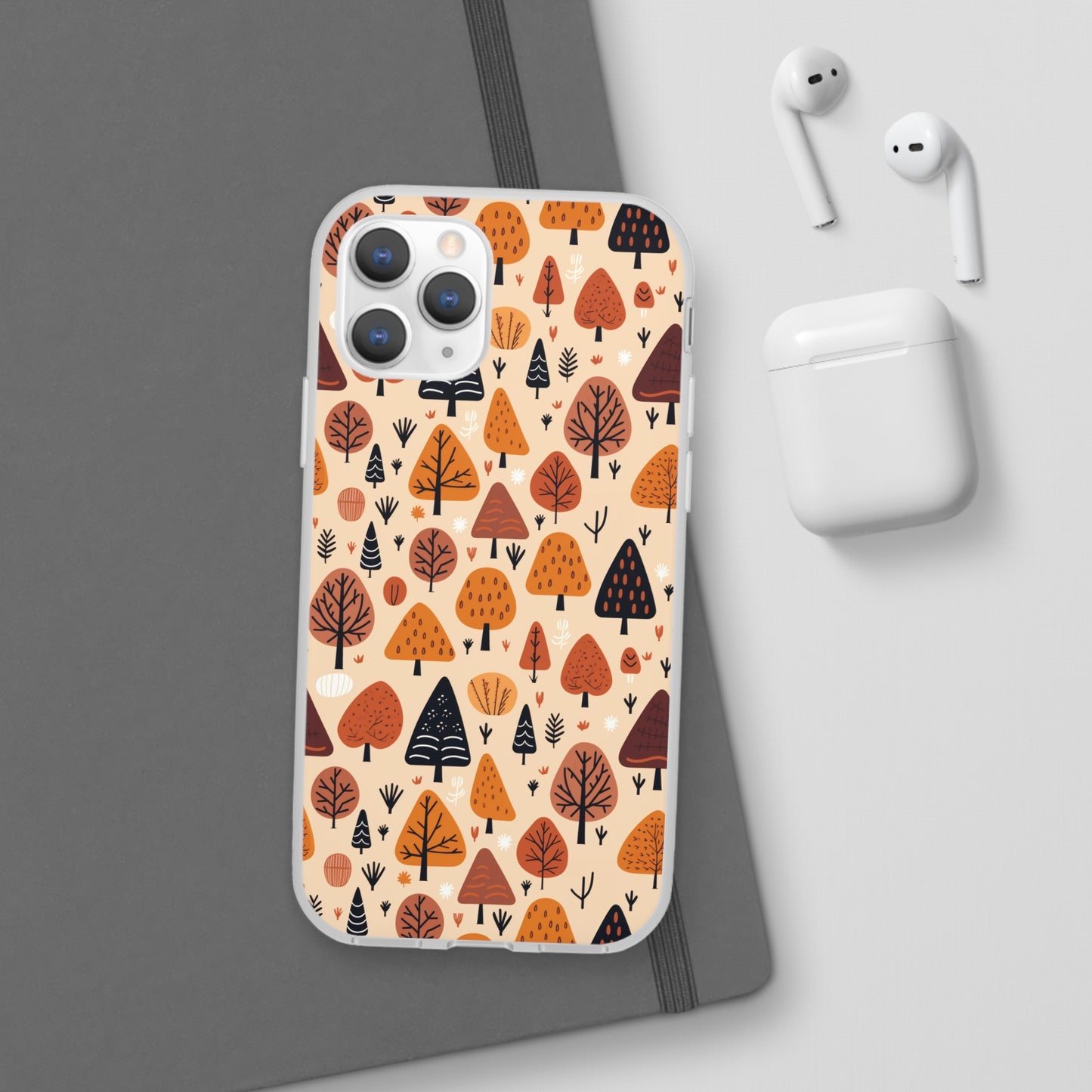 Terracotta Tree Tapestry: A Playful Autumn Mosaic - Flexible Phone Case