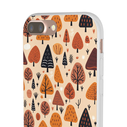 Terracotta Tree Tapestry: A Playful Autumn Mosaic - Flexible Phone Case