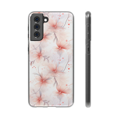 Whispering Petals: Subtle Grey & Pastel Red Gradient Phone Case