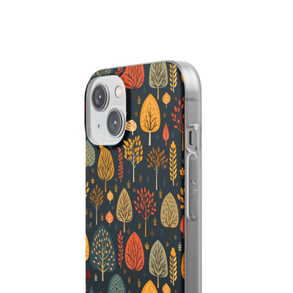 Mid-Century Mosaic: Dappled Leaves and Folk Imagery - Flexible Phone Case