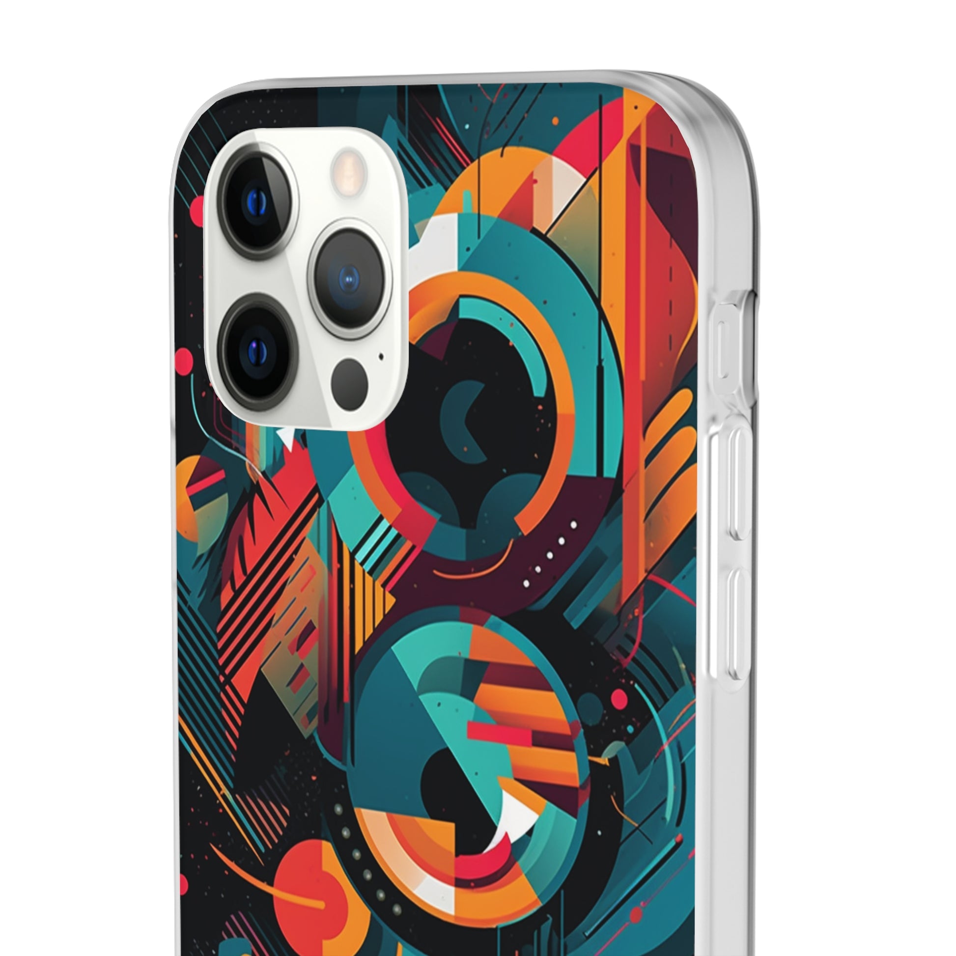 Vibrant Geometric Fusion Phone Case - Bold Squares & Circles Design - Flexi Cases Phone Case Pattern Symphony   