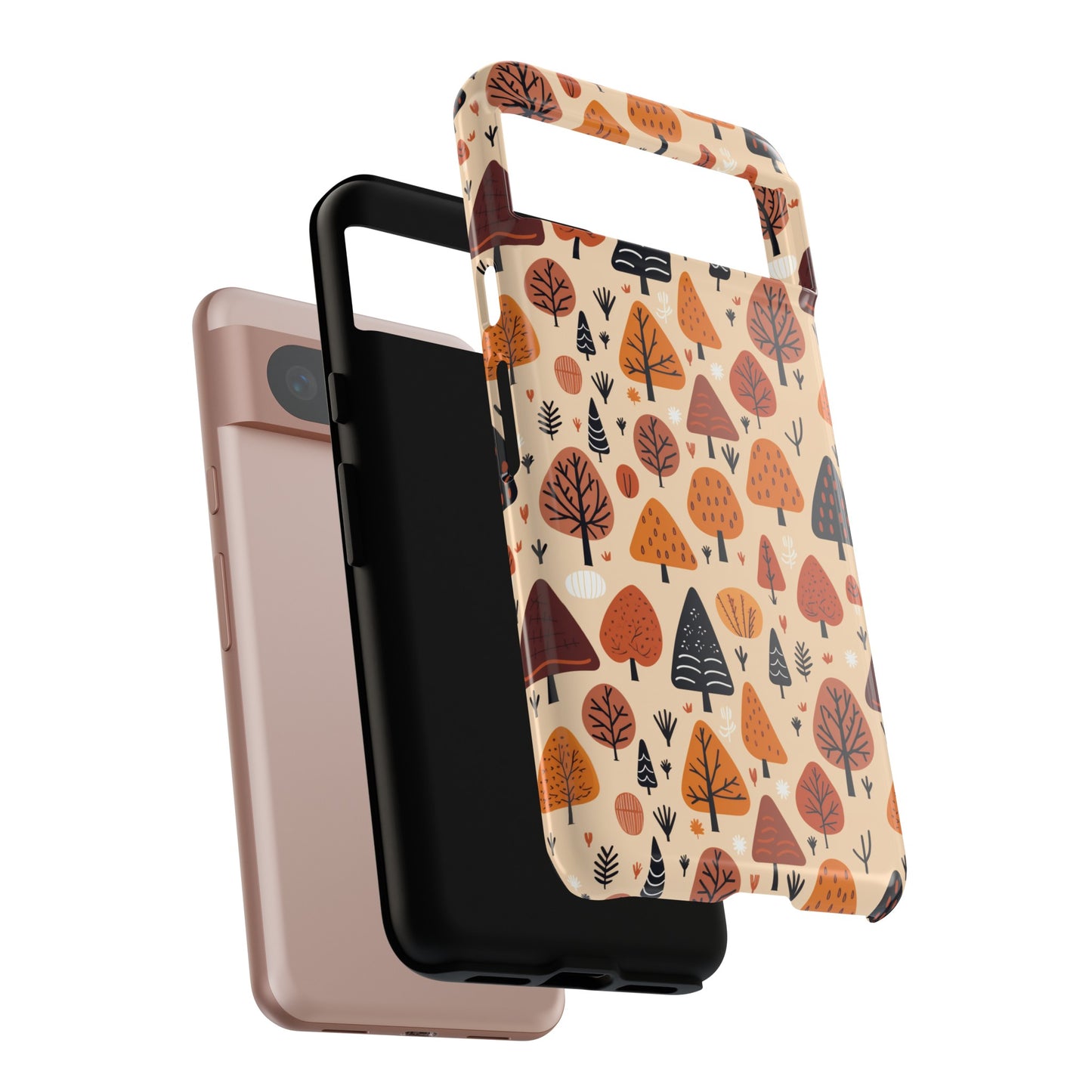 Terracotta Tree Tapestry: A Playful Autumn Mosaic - Tough Phone Case