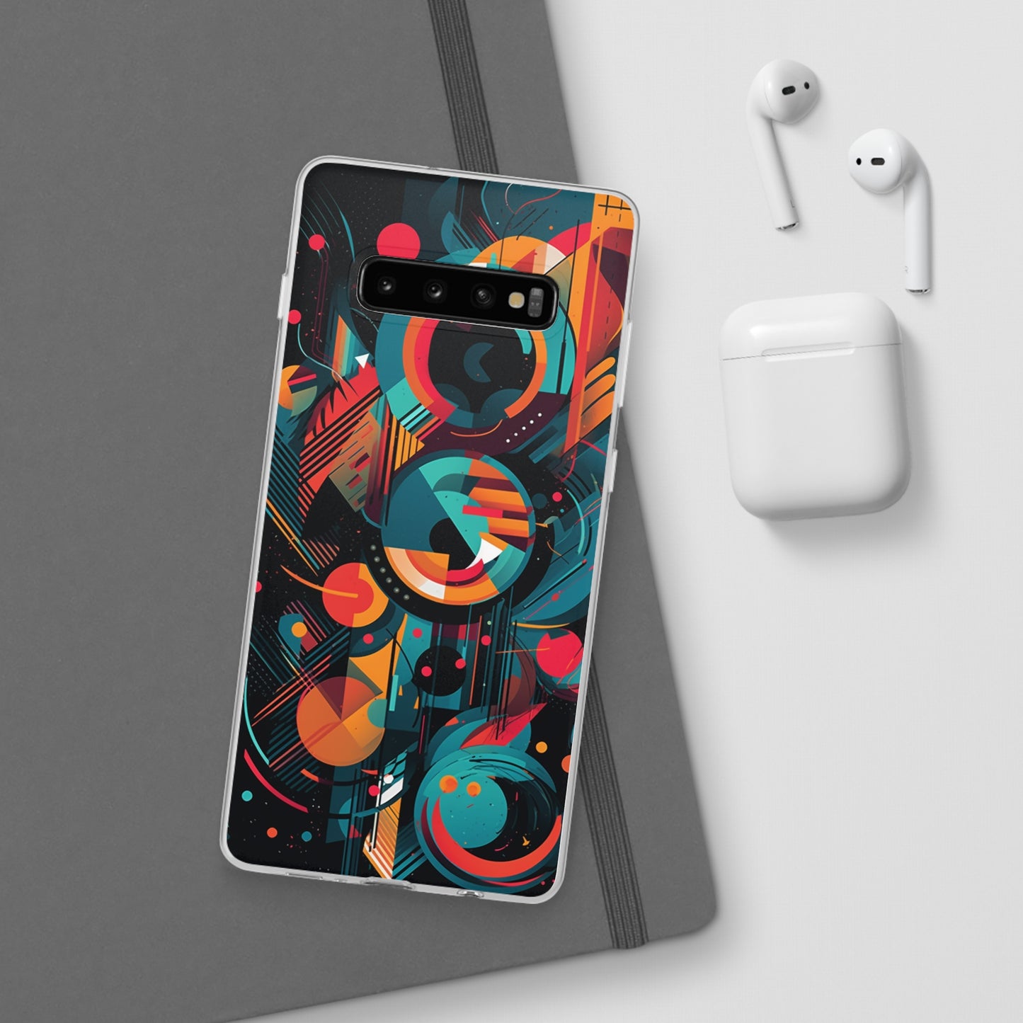 Vibrant Geometric Fusion Phone Case - Bold Squares & Circles Design - Flexi Cases Phone Case Pattern Symphony Samsung Galaxy S10 Plus with gift packaging  