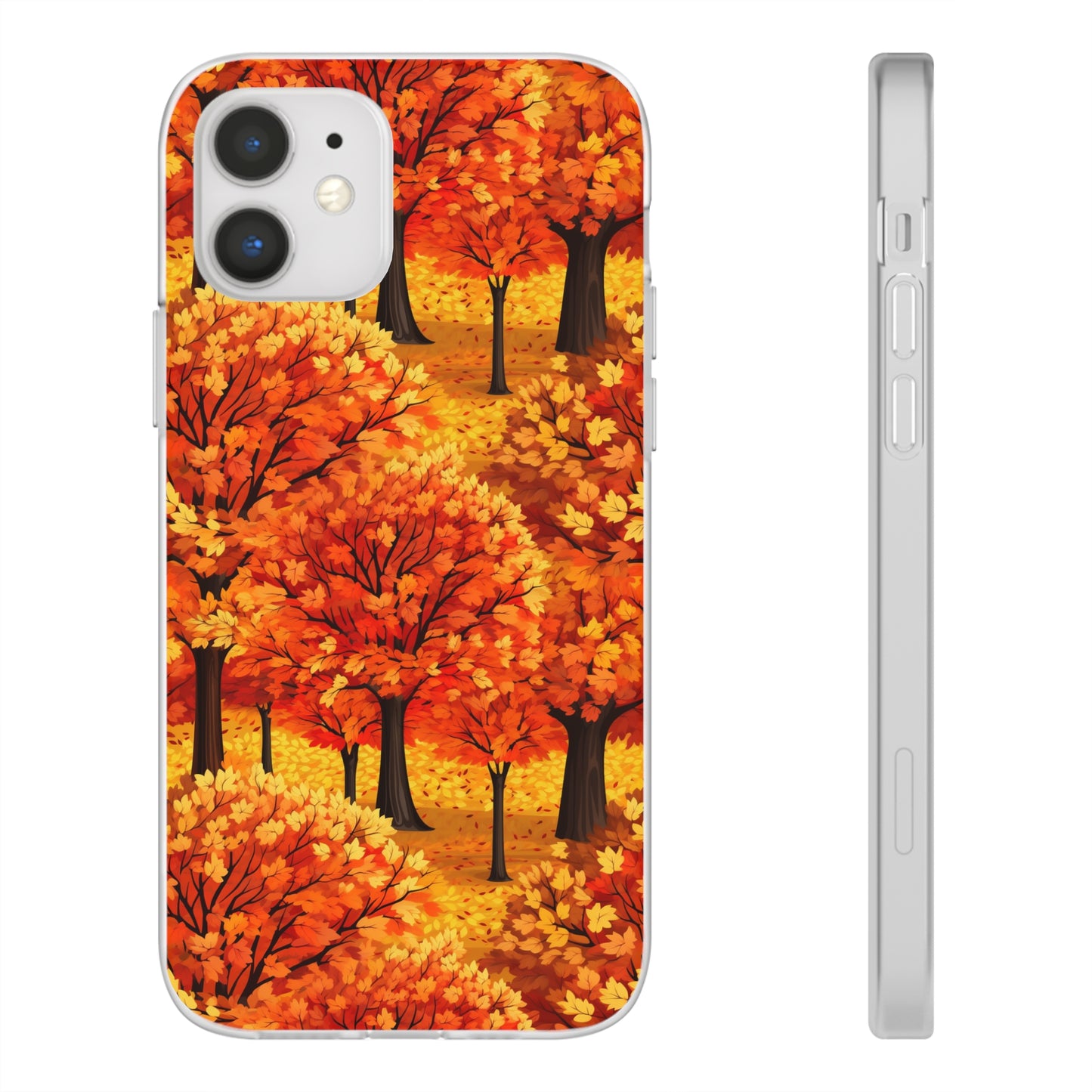 Impasto-Style Woodlands: High-Contrast Autumn Foliage - Flexible Phone Case